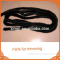 top quality natural black color mink tail Mink fur trimming for jacket
